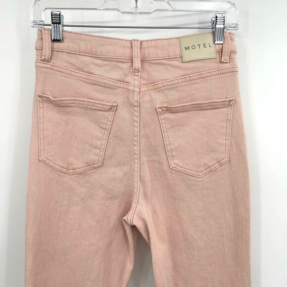 Motel Rocks BOOTLEG JEANS IN BLUSH Medium Light Pink Bootcut Flare Leg Stretch - Picture 14 of 16
